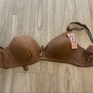 NWT Paris Pink brown 34C lightly padded bra